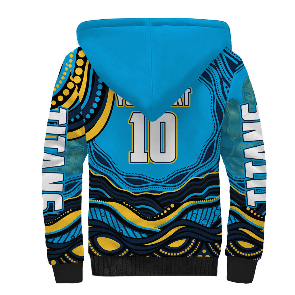 Personalized North Queensland Cowboys Sherpa Hoodie Aboriginal Dot Art - Dreamtime Rugby Mascot
