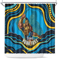 Personalized North Queensland Cowboys Shower Curtain Aboriginal Dot Art - Dreamtime Rugby Mascot