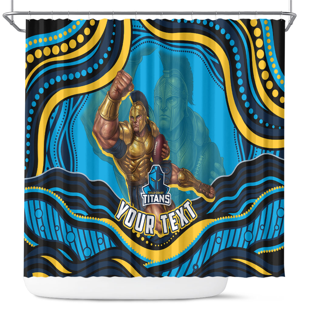 Personalized North Queensland Cowboys Shower Curtain Aboriginal Dot Art - Dreamtime Rugby Mascot
