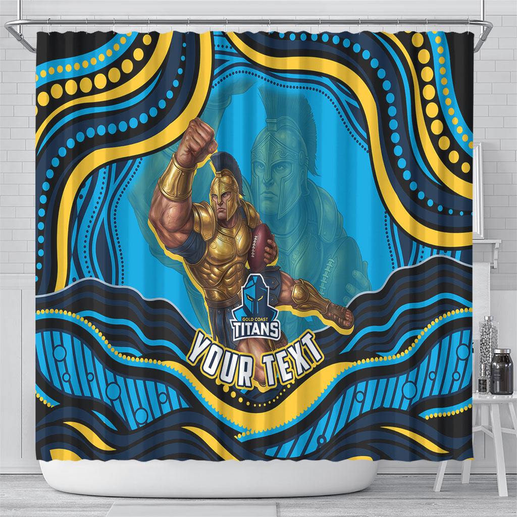 Personalized North Queensland Cowboys Shower Curtain Aboriginal Dot Art - Dreamtime Rugby Mascot