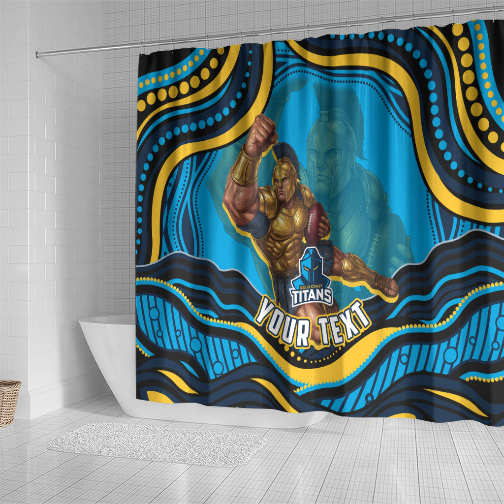 Personalized North Queensland Cowboys Shower Curtain Aboriginal Dot Art - Dreamtime Rugby Mascot
