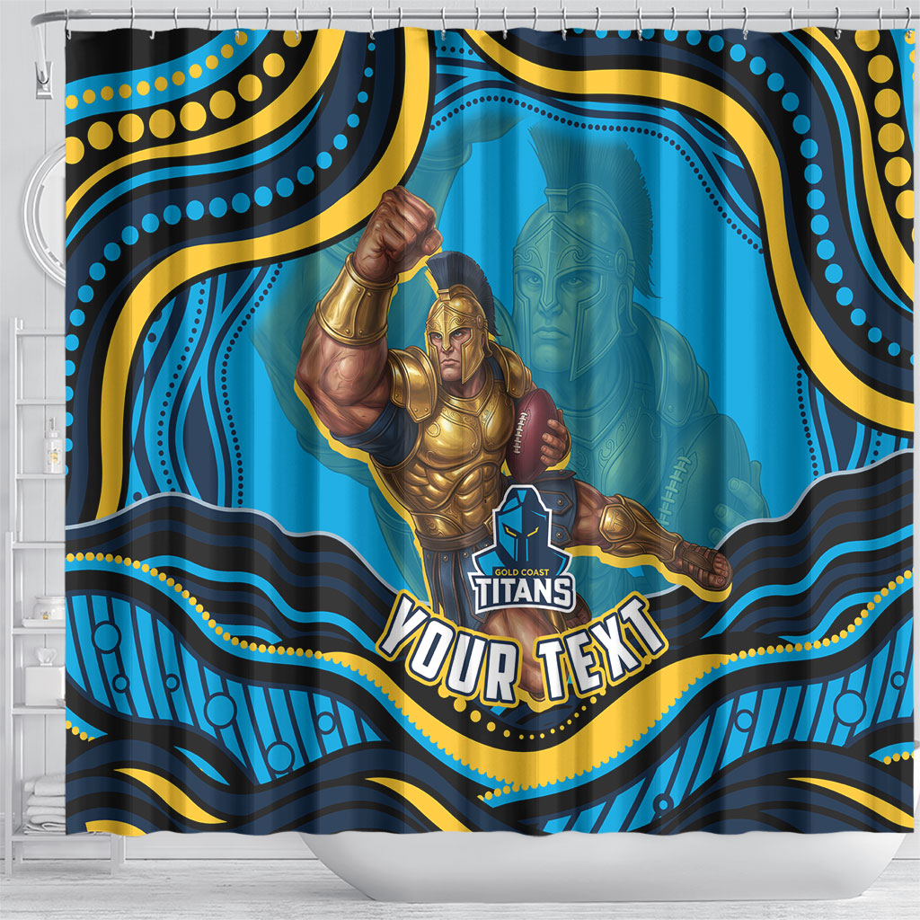Personalized North Queensland Cowboys Shower Curtain Aboriginal Dot Art - Dreamtime Rugby Mascot