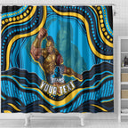 Personalized North Queensland Cowboys Shower Curtain Aboriginal Dot Art - Dreamtime Rugby Mascot