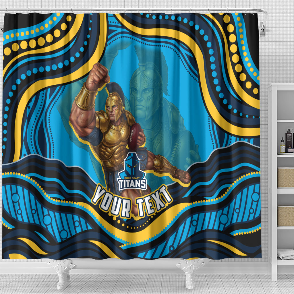 Personalized North Queensland Cowboys Shower Curtain Aboriginal Dot Art - Dreamtime Rugby Mascot