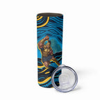 Personalized North Queensland Cowboys Skinny Tumbler Aboriginal Dot Art - Dreamtime Rugby Mascot