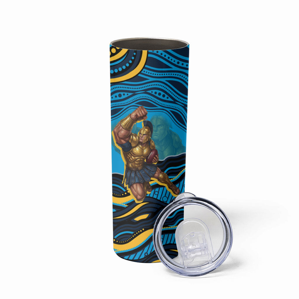 Personalized North Queensland Cowboys Skinny Tumbler Aboriginal Dot Art - Dreamtime Rugby Mascot