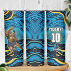 Personalized North Queensland Cowboys Skinny Tumbler Aboriginal Dot Art - Dreamtime Rugby Mascot