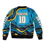 Personalized North Queensland Cowboys Sleeve Zip Bomber Jacket Aboriginal Dot Art - Dreamtime Rugby Mascot