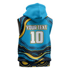 Personalized North Queensland Cowboys Sleeveless Hoodie Aboriginal Dot Art - Dreamtime Rugby Mascot
