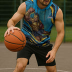 Personalized North Queensland Cowboys Sleeveless Hoodie Aboriginal Dot Art - Dreamtime Rugby Mascot