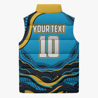 Personalized North Queensland Cowboys Sleeveless Puffer Jacket Aboriginal Dot Art - Dreamtime Rugby Mascot