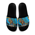 Personalized North Queensland Cowboys Slide Sandals Aboriginal Dot Art - Dreamtime Rugby Mascot