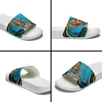 Personalized North Queensland Cowboys Slide Sandals Aboriginal Dot Art - Dreamtime Rugby Mascot