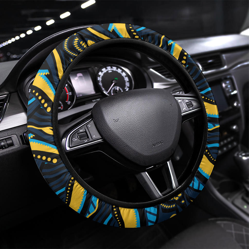 North Queensland Cowboys Steering Wheel Cover Aboriginal Dot Art - Dreamtime Rugby Mascot