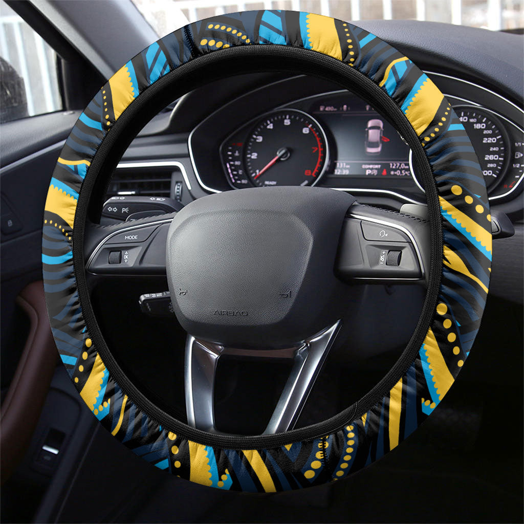 North Queensland Cowboys Steering Wheel Cover Aboriginal Dot Art - Dreamtime Rugby Mascot