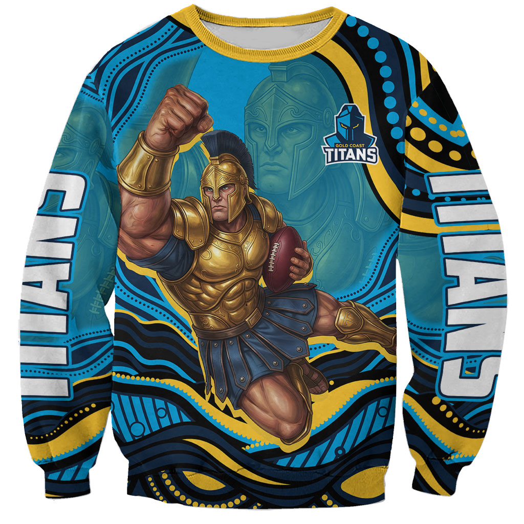 Personalized North Queensland Cowboys Sweatshirt Aboriginal Dot Art - Dreamtime Rugby Mascot
