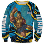 Personalized North Queensland Cowboys Sweatshirt Aboriginal Dot Art - Dreamtime Rugby Mascot