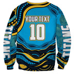 Personalized North Queensland Cowboys Sweatshirt Aboriginal Dot Art - Dreamtime Rugby Mascot