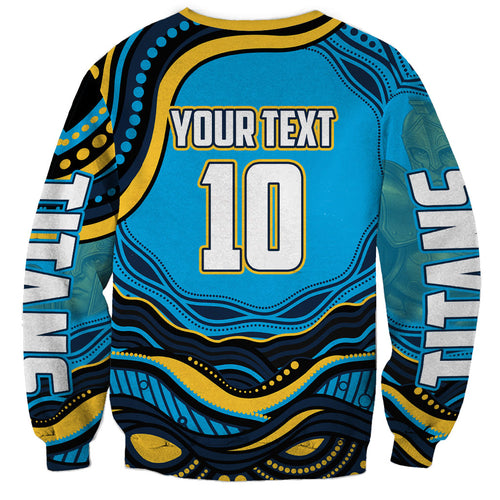 Personalized North Queensland Cowboys Sweatshirt Aboriginal Dot Art - Dreamtime Rugby Mascot