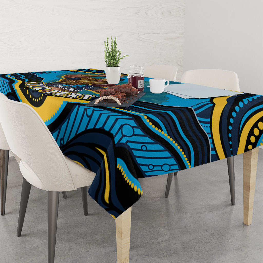 Personalized North Queensland Cowboys Tablecloth Aboriginal Dot Art - Dreamtime Rugby Mascot