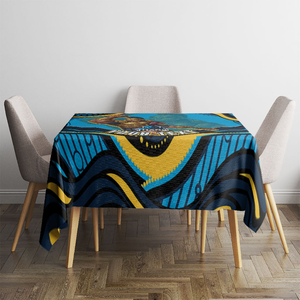 Personalized North Queensland Cowboys Tablecloth Aboriginal Dot Art - Dreamtime Rugby Mascot