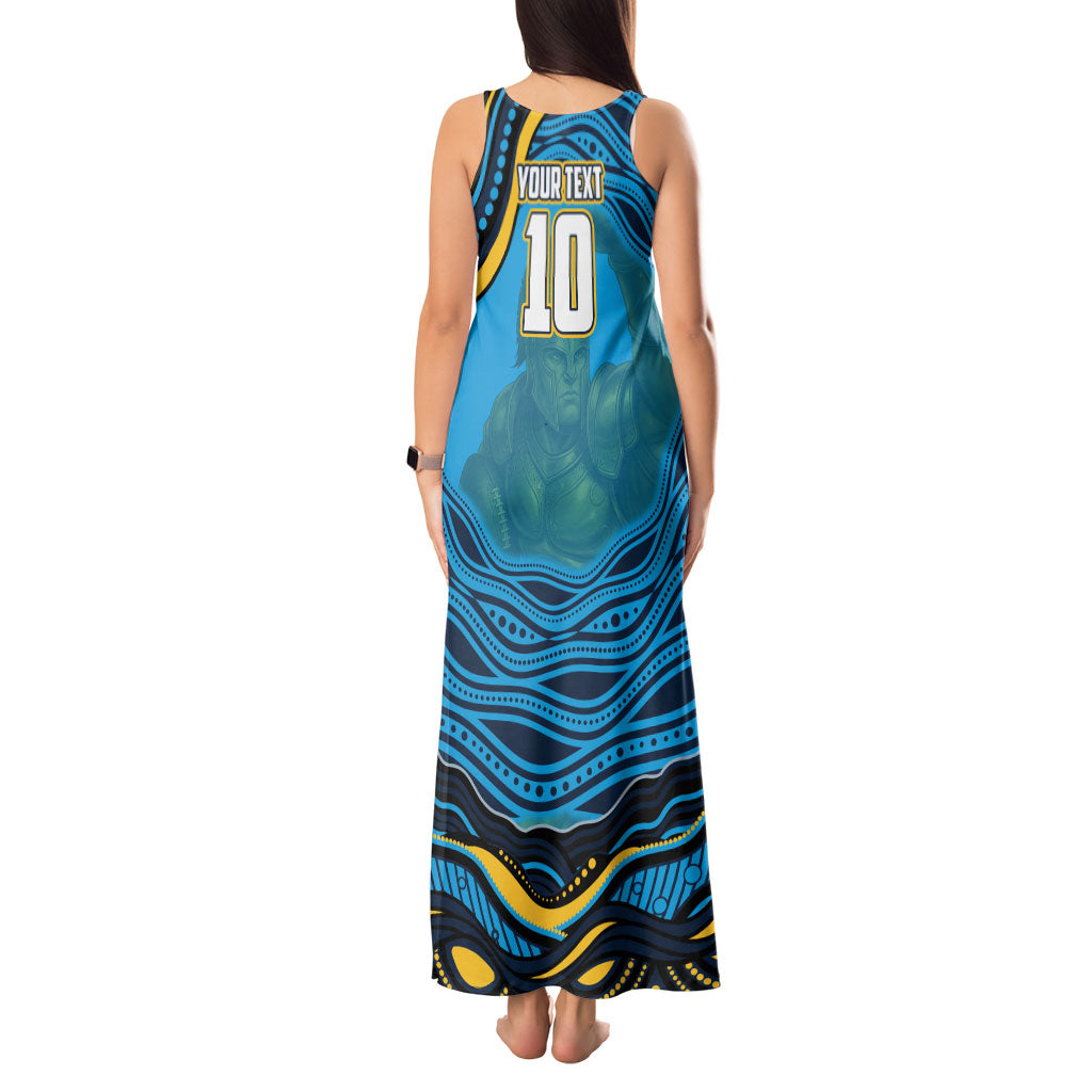 Personalized North Queensland Cowboys Tank Maxi Dress Aboriginal Dot Art - Dreamtime Rugby Mascot