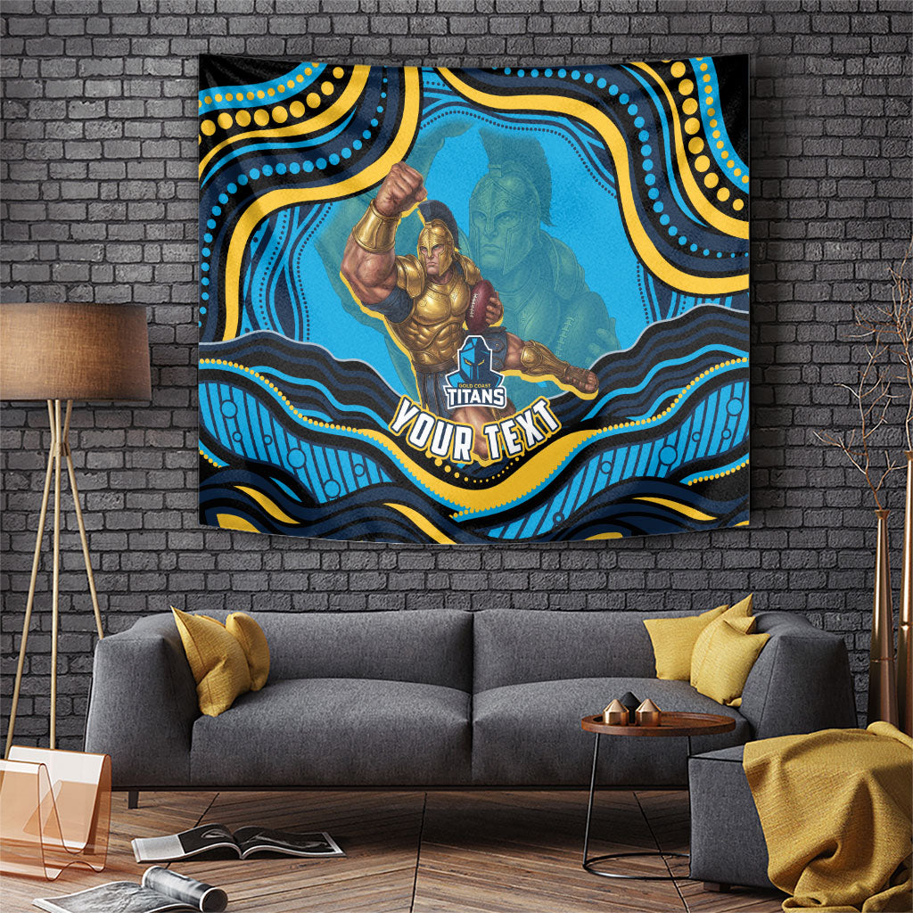 Personalized North Queensland Cowboys Tapestry Aboriginal Dot Art - Dreamtime Rugby Mascot