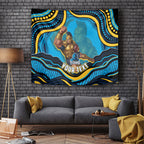 Personalized North Queensland Cowboys Tapestry Aboriginal Dot Art - Dreamtime Rugby Mascot