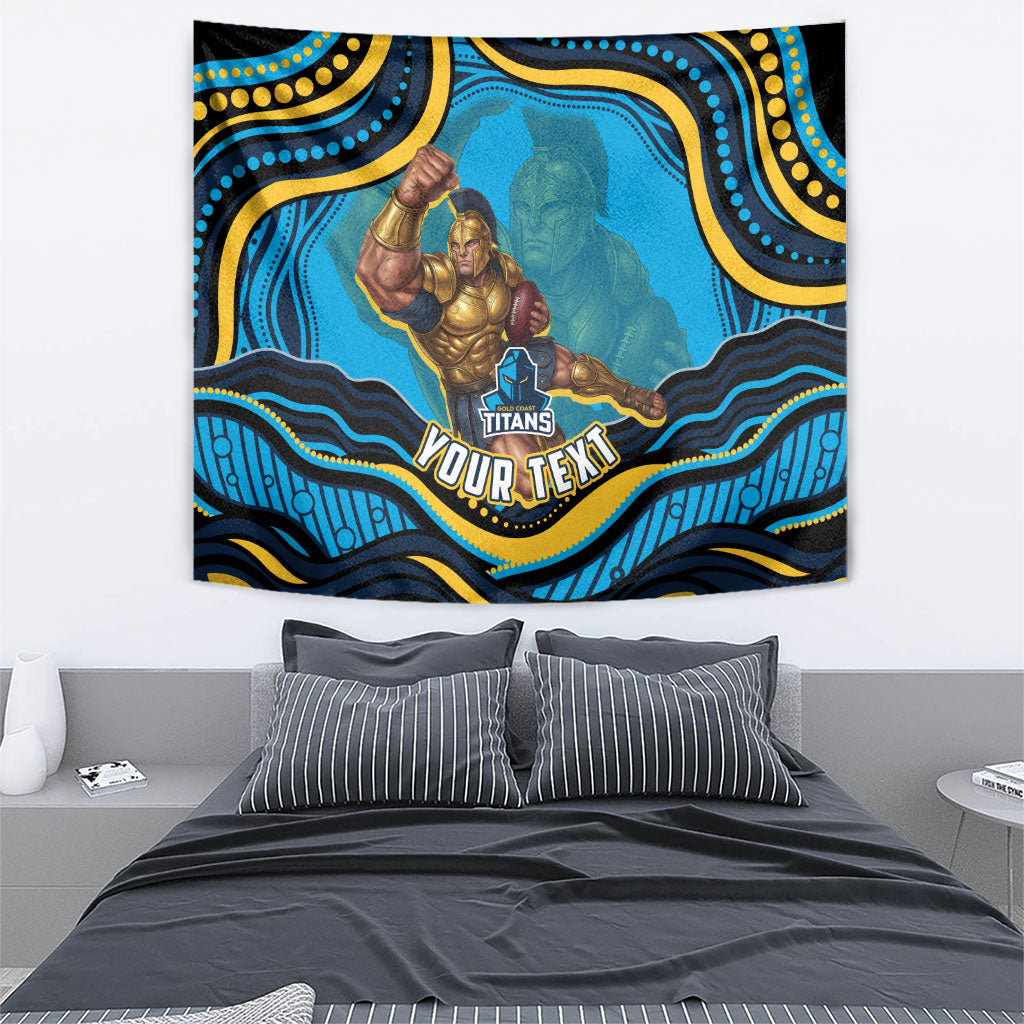 Personalized North Queensland Cowboys Tapestry Aboriginal Dot Art - Dreamtime Rugby Mascot