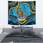 Personalized North Queensland Cowboys Tapestry Aboriginal Dot Art - Dreamtime Rugby Mascot