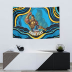 Personalized North Queensland Cowboys Tapestry Aboriginal Dot Art - Dreamtime Rugby Mascot