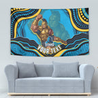 Personalized North Queensland Cowboys Tapestry Aboriginal Dot Art - Dreamtime Rugby Mascot