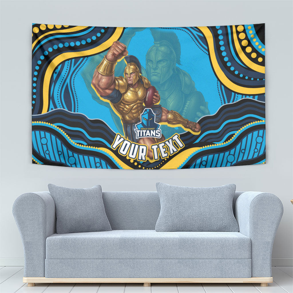 Personalized North Queensland Cowboys Tapestry Aboriginal Dot Art - Dreamtime Rugby Mascot