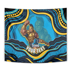 Personalized North Queensland Cowboys Tapestry Aboriginal Dot Art - Dreamtime Rugby Mascot