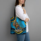 Personalized North Queensland Cowboys Tote Bag Aboriginal Dot Art - Dreamtime Rugby Mascot