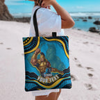 Personalized North Queensland Cowboys Tote Bag Aboriginal Dot Art - Dreamtime Rugby Mascot