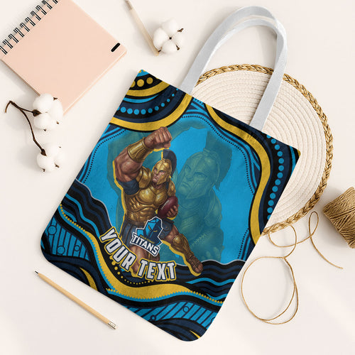 Personalized North Queensland Cowboys Tote Bag Aboriginal Dot Art - Dreamtime Rugby Mascot