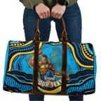 Personalized North Queensland Cowboys Travel Bag Aboriginal Dot Art - Dreamtime Rugby Mascot