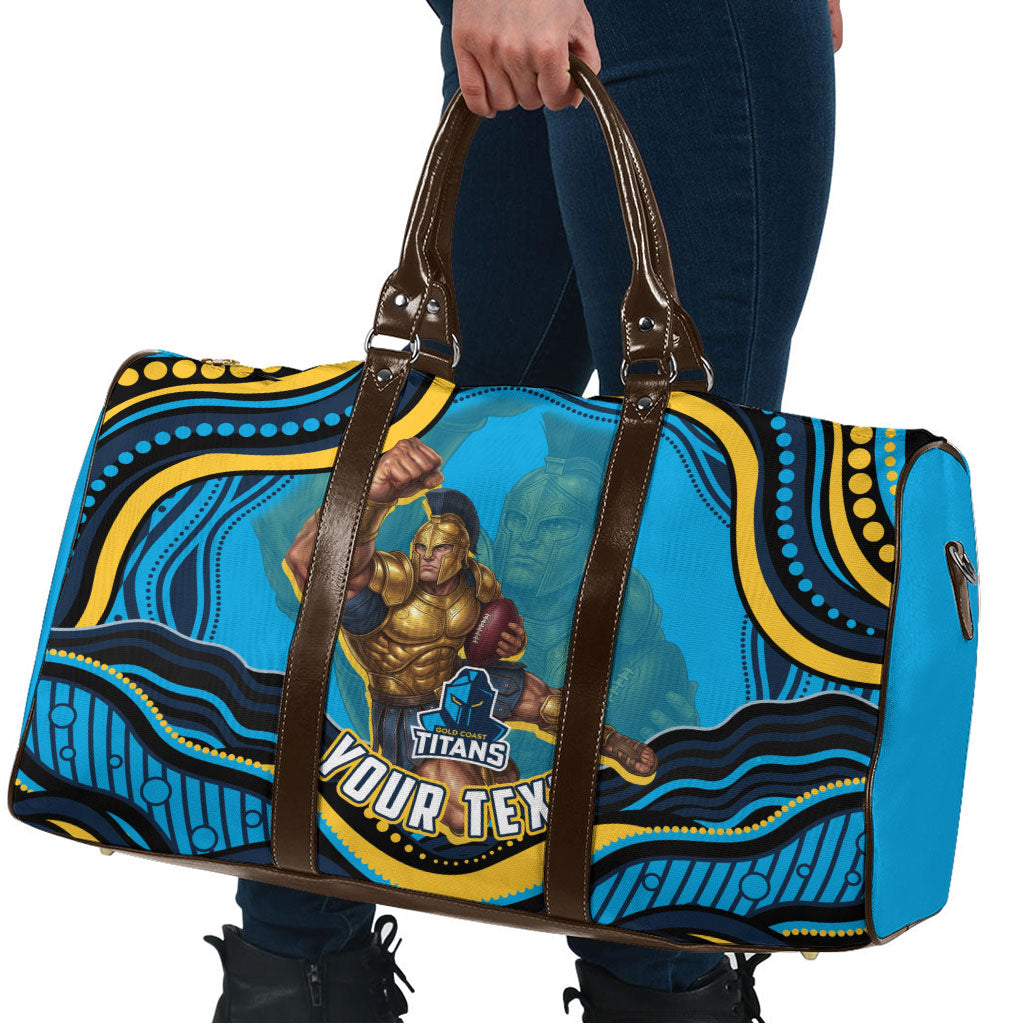 Personalized North Queensland Cowboys Travel Bag Aboriginal Dot Art - Dreamtime Rugby Mascot