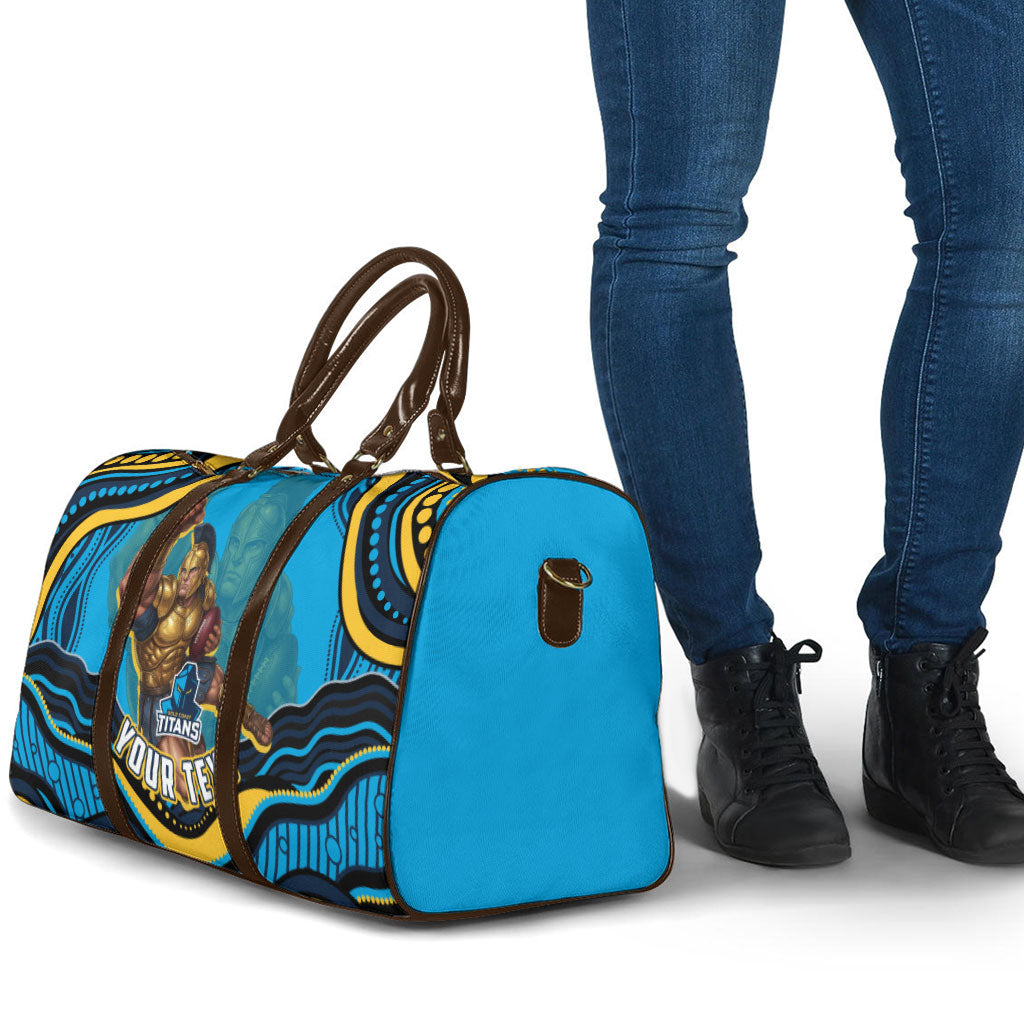 Personalized North Queensland Cowboys Travel Bag Aboriginal Dot Art - Dreamtime Rugby Mascot