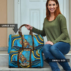 Personalized North Queensland Cowboys Travel Bag Aboriginal Dot Art - Dreamtime Rugby Mascot