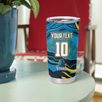 Personalized North Queensland Cowboys Tumbler Cup Aboriginal Dot Art - Dreamtime Rugby Mascot