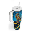 Personalized North Queensland Cowboys Tumbler With Handle Aboriginal Dot Art - Dreamtime Rugby Mascot