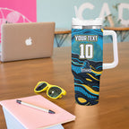 Personalized North Queensland Cowboys Tumbler With Handle Aboriginal Dot Art - Dreamtime Rugby Mascot