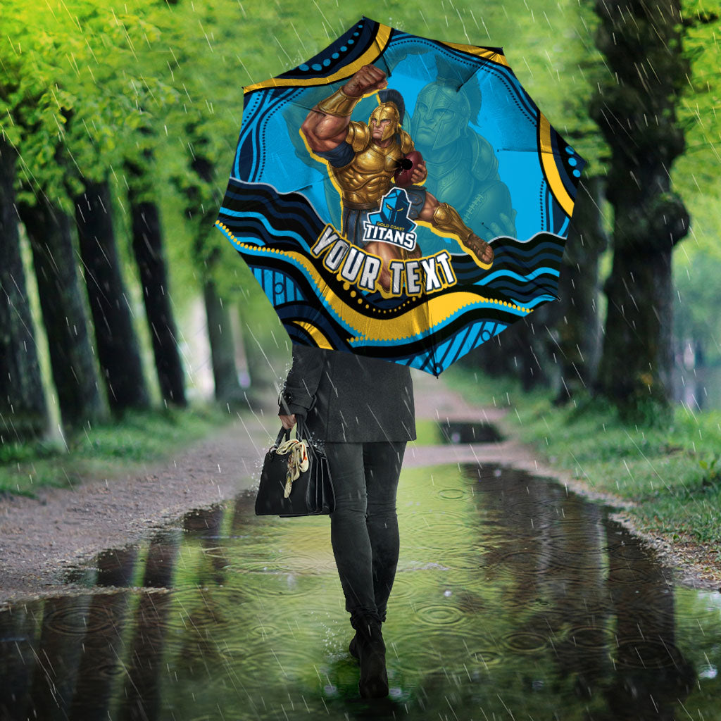 Personalized North Queensland Cowboys Umbrella Aboriginal Dot Art - Dreamtime Rugby Mascot