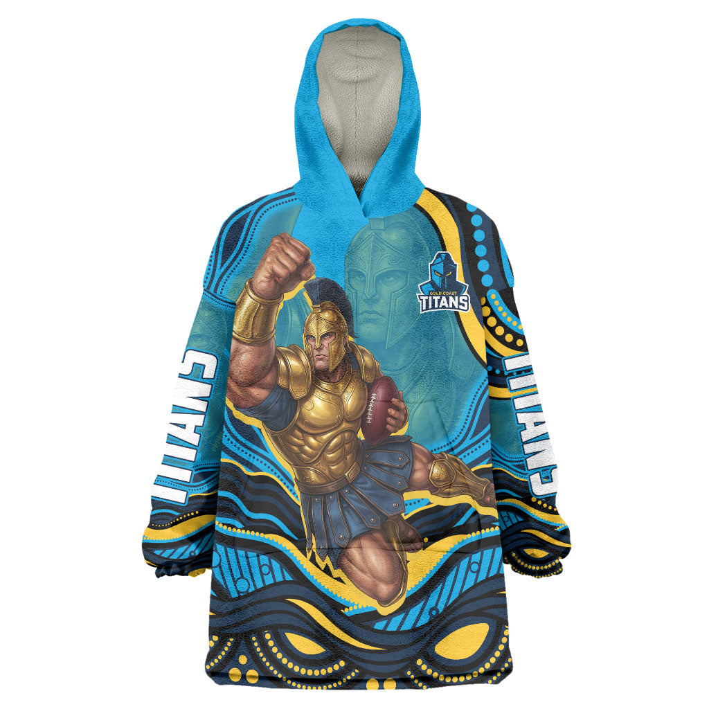 Personalized North Queensland Cowboys Wearable Blanket Hoodie Aboriginal Dot Art - Dreamtime Rugby Mascot