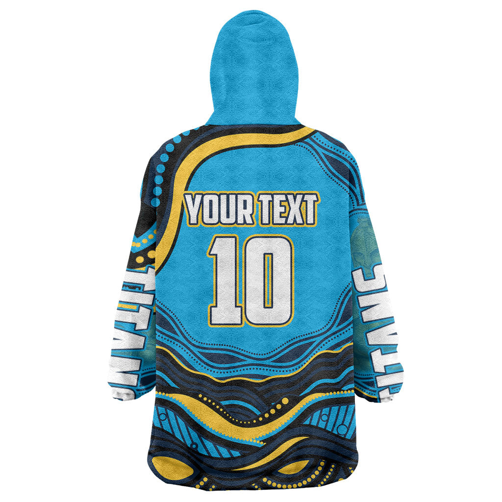 Personalized North Queensland Cowboys Wearable Blanket Hoodie Aboriginal Dot Art - Dreamtime Rugby Mascot