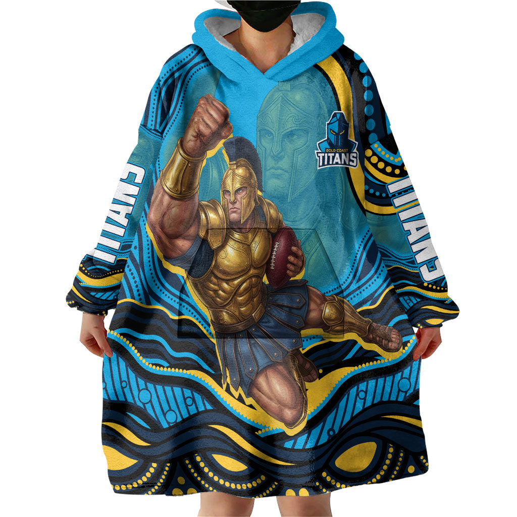 Personalized North Queensland Cowboys Wearable Blanket Hoodie Aboriginal Dot Art - Dreamtime Rugby Mascot