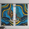 Personalized North Queensland Cowboys Window Curtain Aboriginal Dot Art - Dreamtime Rugby Mascot