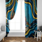 Personalized North Queensland Cowboys Window Curtain Aboriginal Dot Art - Dreamtime Rugby Mascot